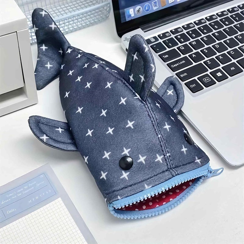 sunaeset Shark Small Pencil Case, Large Capacity Pencil Pouch Coin Purse Zipper Pencil Holder Box Marker Organizer Pen Bag, Cute Pencils Special Office Animal Stationery Supplies Bags For Women - Image 2